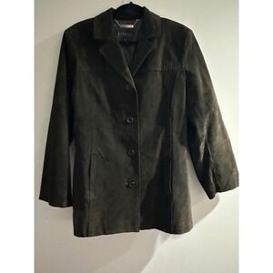 EXPRESS Women's Dark Brown Suede Leather Blazer‎ Jacket Size M